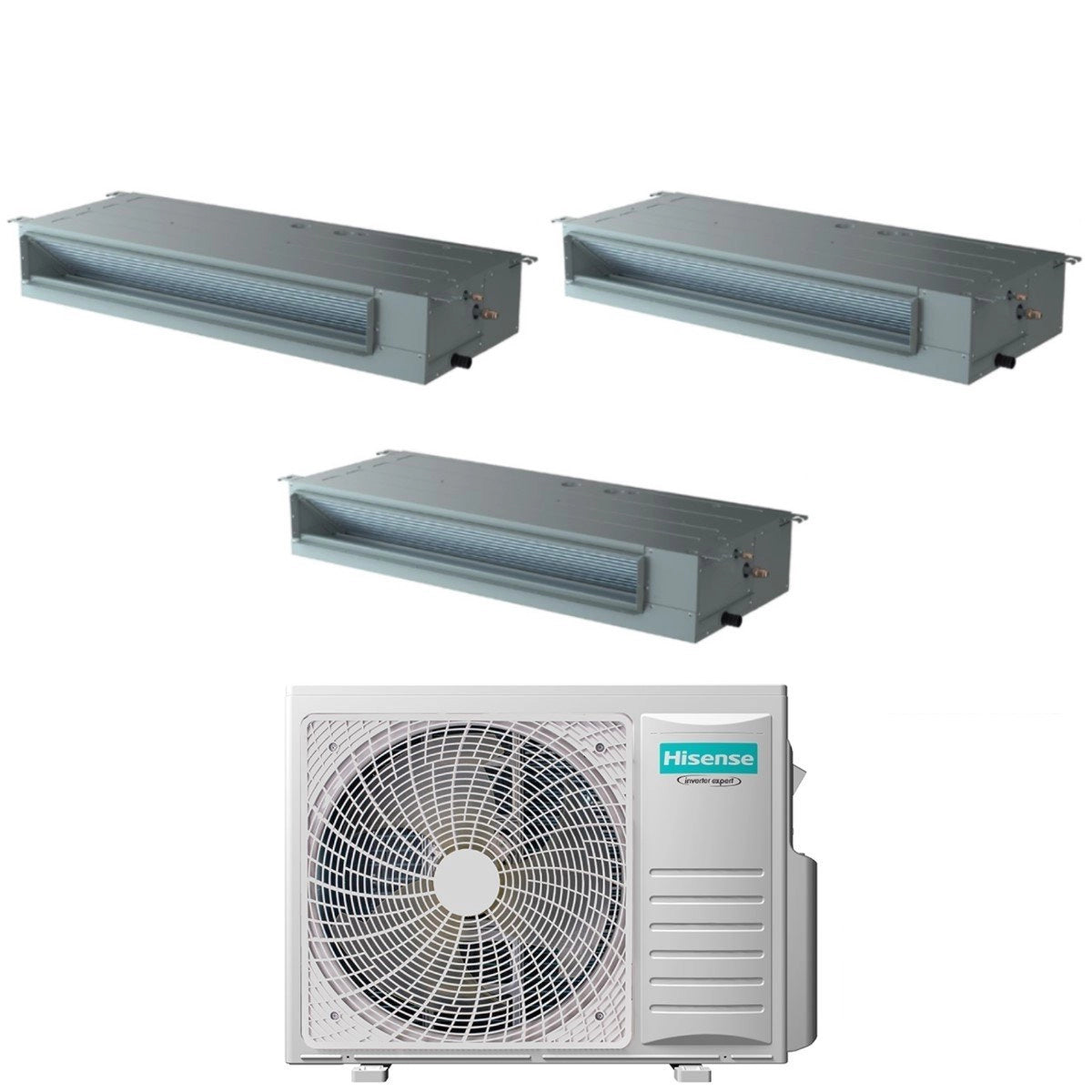 Climatizzatore Condizionatore Hisense Inverter Canalizzato Canalizzabile Trial Split 9000+9000+12000 Btu 3AMW52U4RJC R-32 Wi-Fi Optional Con Telecomando di Serie