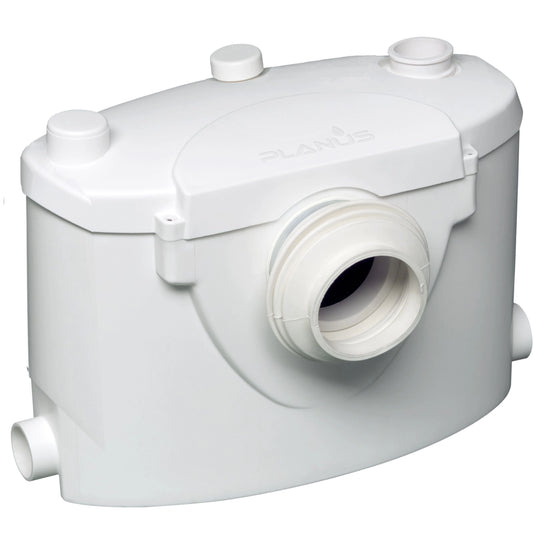 Trituratore Planus SaniBasic / BROYSAN WC 230 V Bianco Cassetta Trituratrice con Attacchi e Tappi di Chiusura
