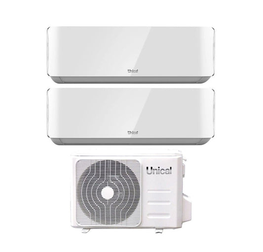 Climatizzatore Condizionatore Unical Inverter serie AIR CRISTAL Dual Split 10000+18000 Btu KMX4 28HE R-32 Wi-Fi Optional