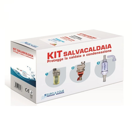 EUROACQUE KIT SALVACALDAIA2 DEFANGATORE FILTRO MAGNETICO + DOSATORE POLIFOSFATI + NEUTRALIZZATORE CONDENSA