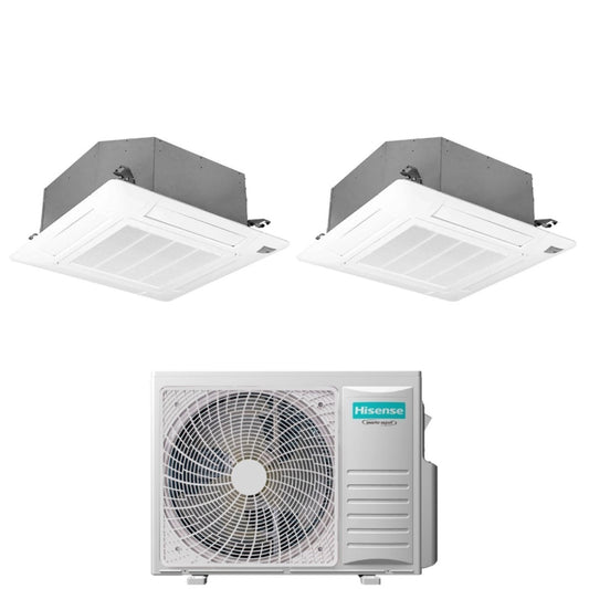Climatizzatore Condizionatore Hisense a Cassetta Dual Split 9000+12000 Btu 2AMW42U4RGC R-32 Wi-Fi Optional con Telecomando e Pannello Incluso