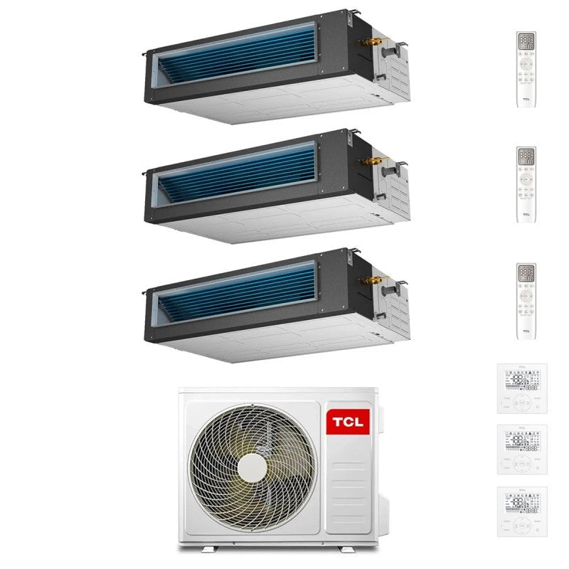 Climatizzatore Condizionatore Canalizzabile TCL Trial Split 9000+9000+12000 Btu MT2730 R-32 Wi-Fi Optional con Comandi Inclusi