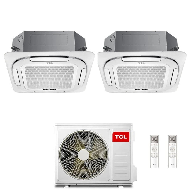 Climatizzatore Condizionatore a Cassetta 4 Vie TCL Compact Dual Split 9000+9000 Btu MT1420 R-32 Wi-Fi Optional