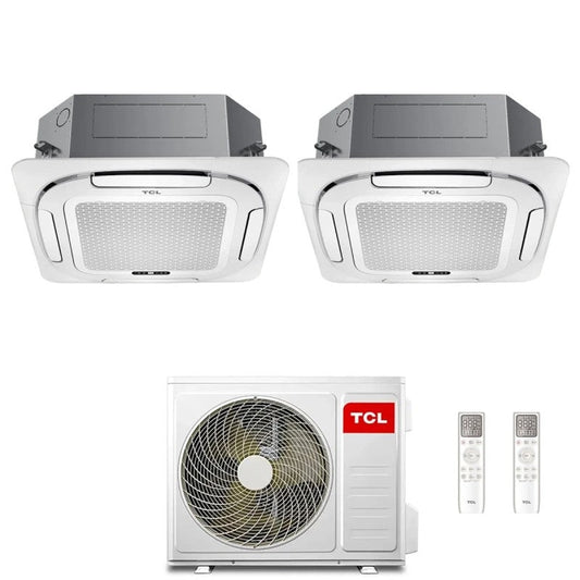 Climatizzatore Condizionatore a Cassetta 4 Vie TCL Compact Dual Split 9000+9000 Btu MT1821 R-32 Wi-Fi Optional